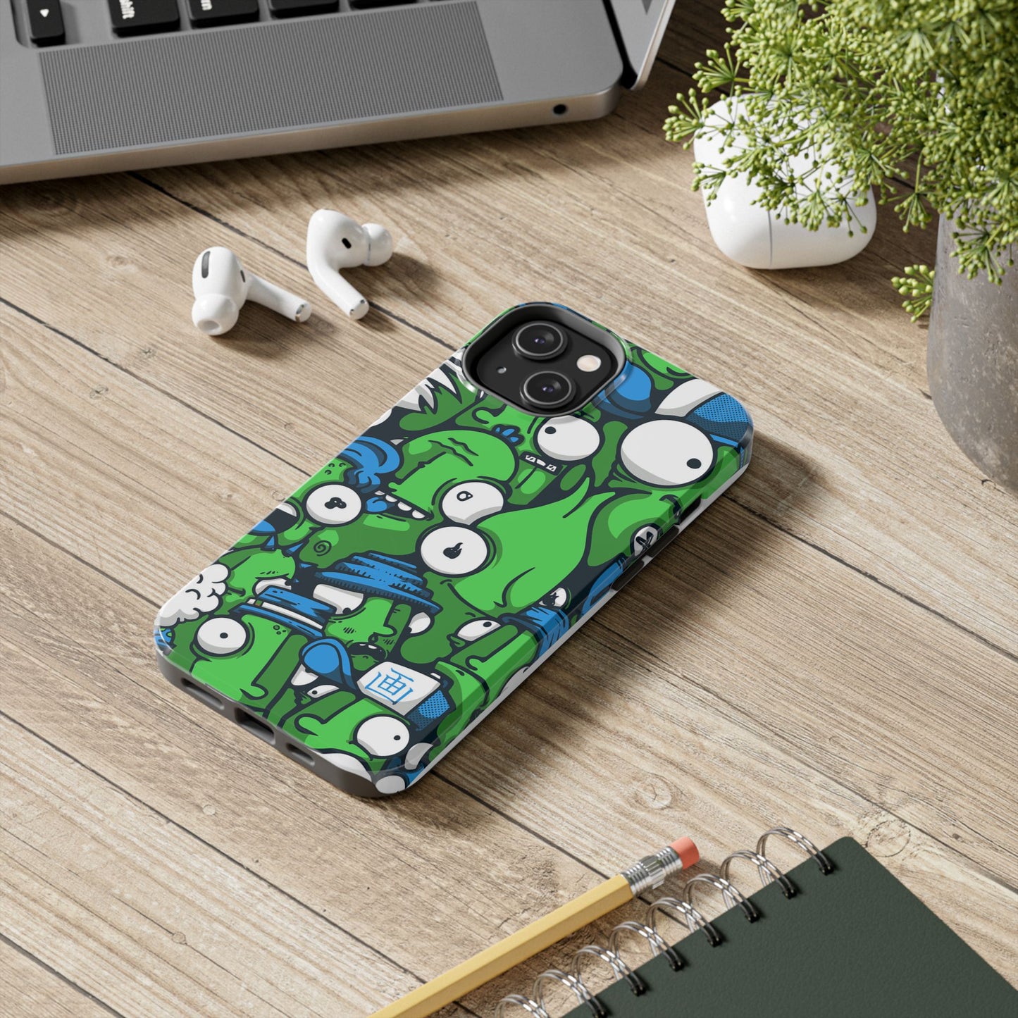 Whimsical Green Monster Phone Case