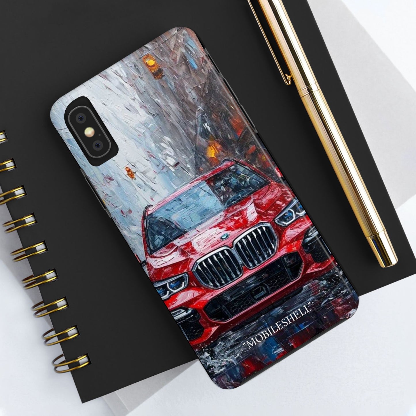 Red BMW pain art tough phone case