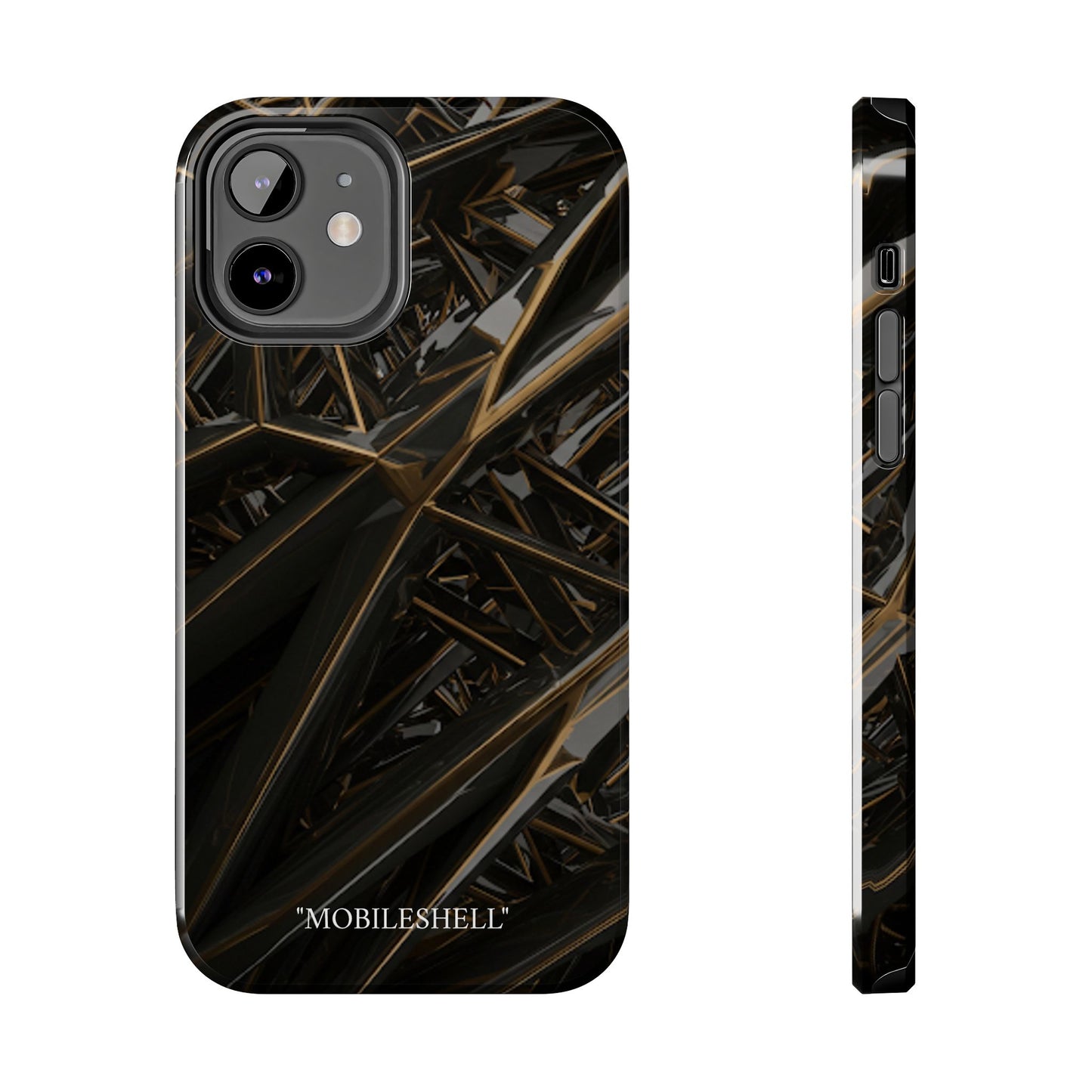 Abstract black gold pattern tough phone case