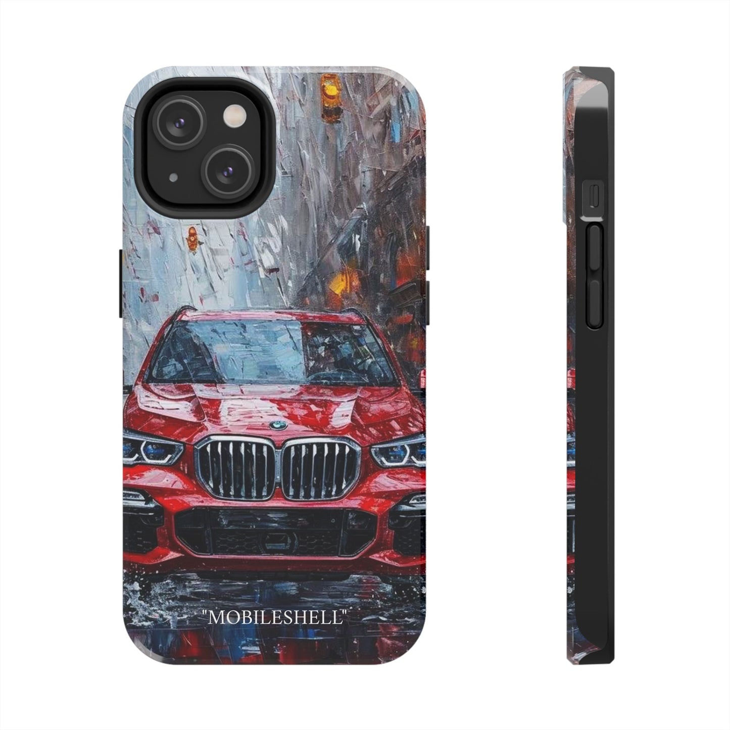 Red BMW pain art tough phone case