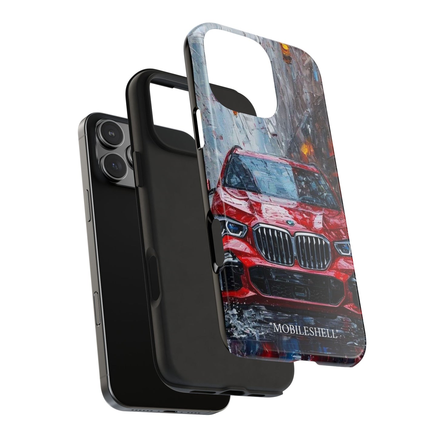 Red BMW pain art tough phone case