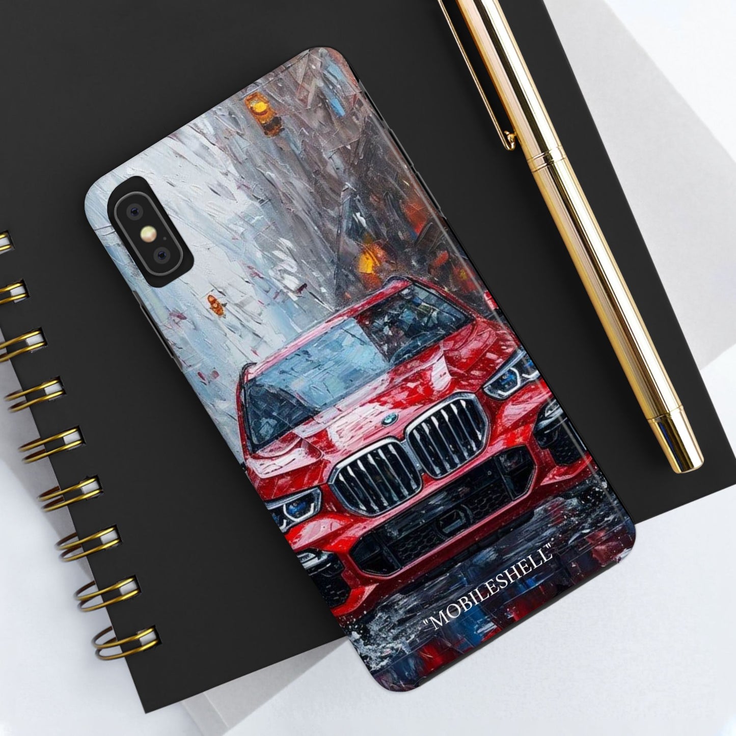 Red BMW pain art tough phone case