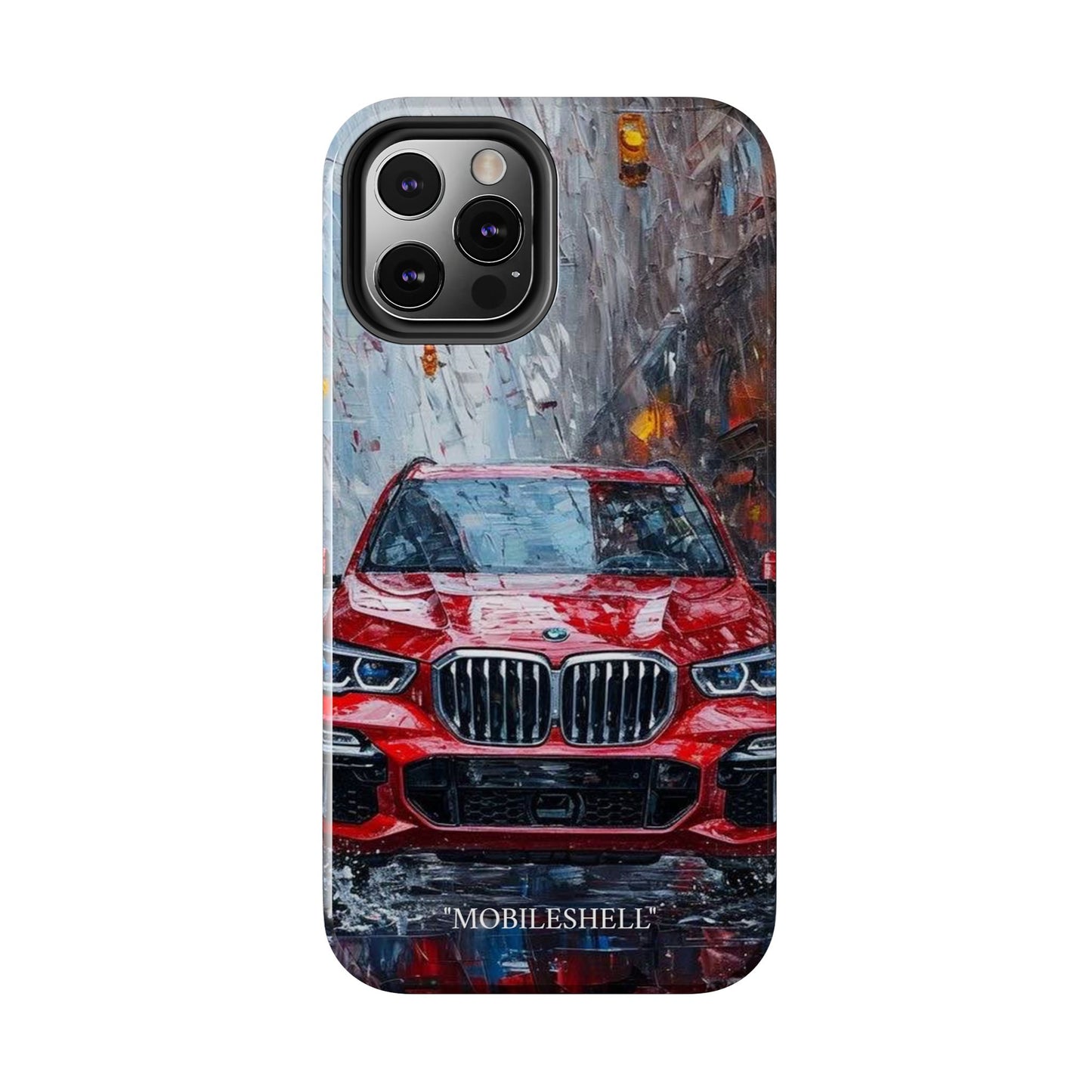 Red BMW pain art tough phone case