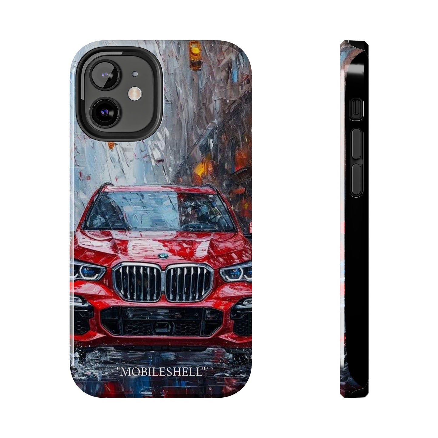 Red BMW pain art tough phone case