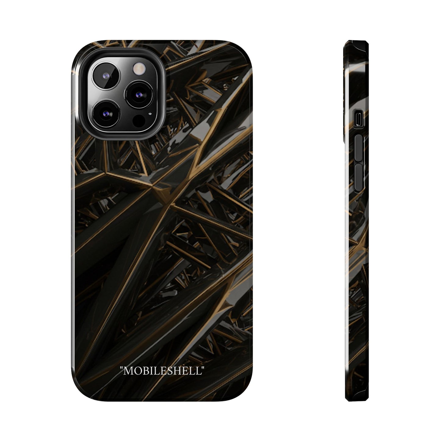 Abstract black gold pattern tough phone case