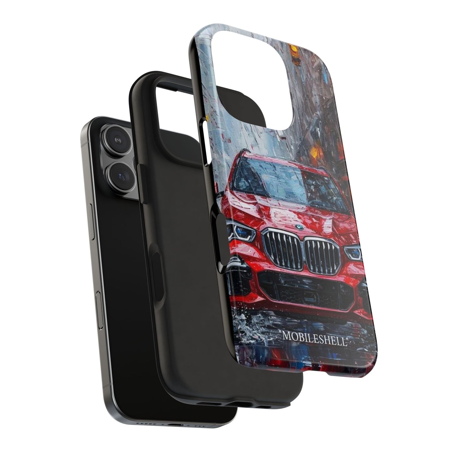 Red BMW pain art tough phone case