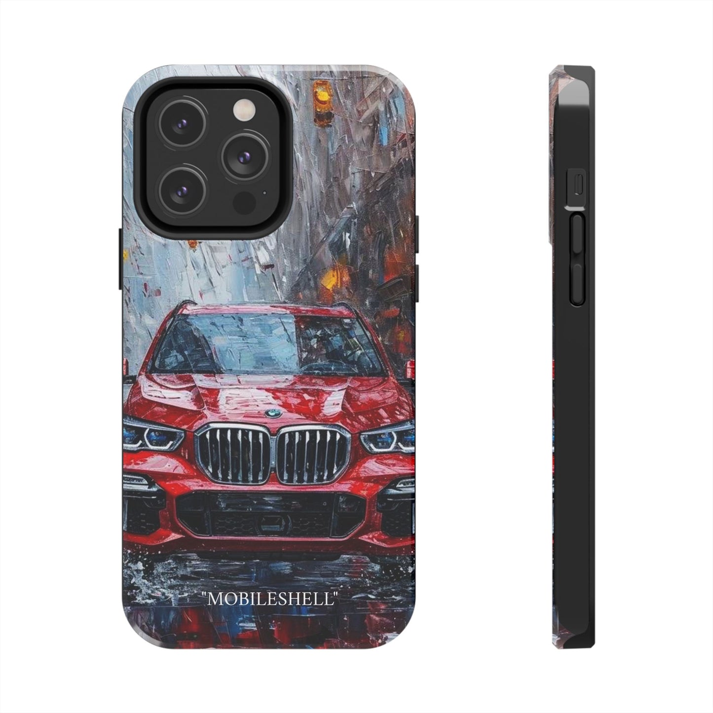 Red BMW pain art tough phone case