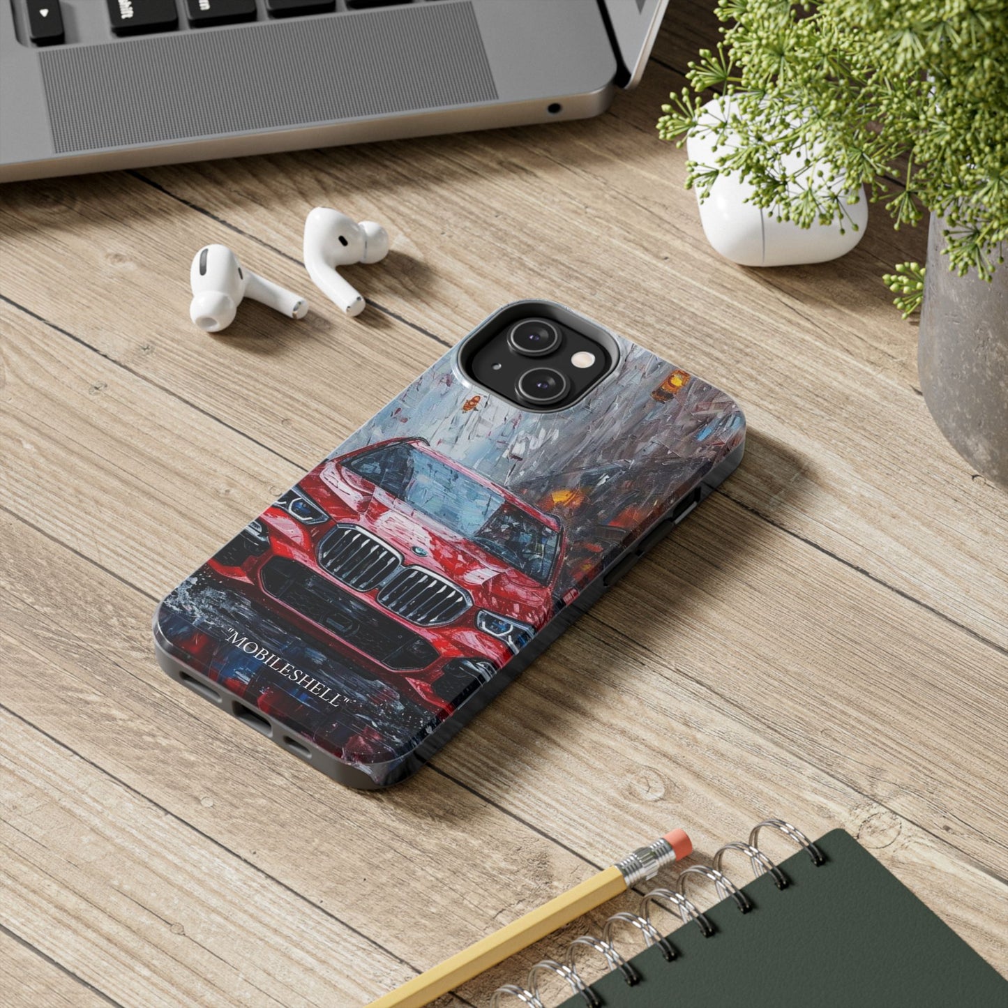 Red BMW pain art tough phone case