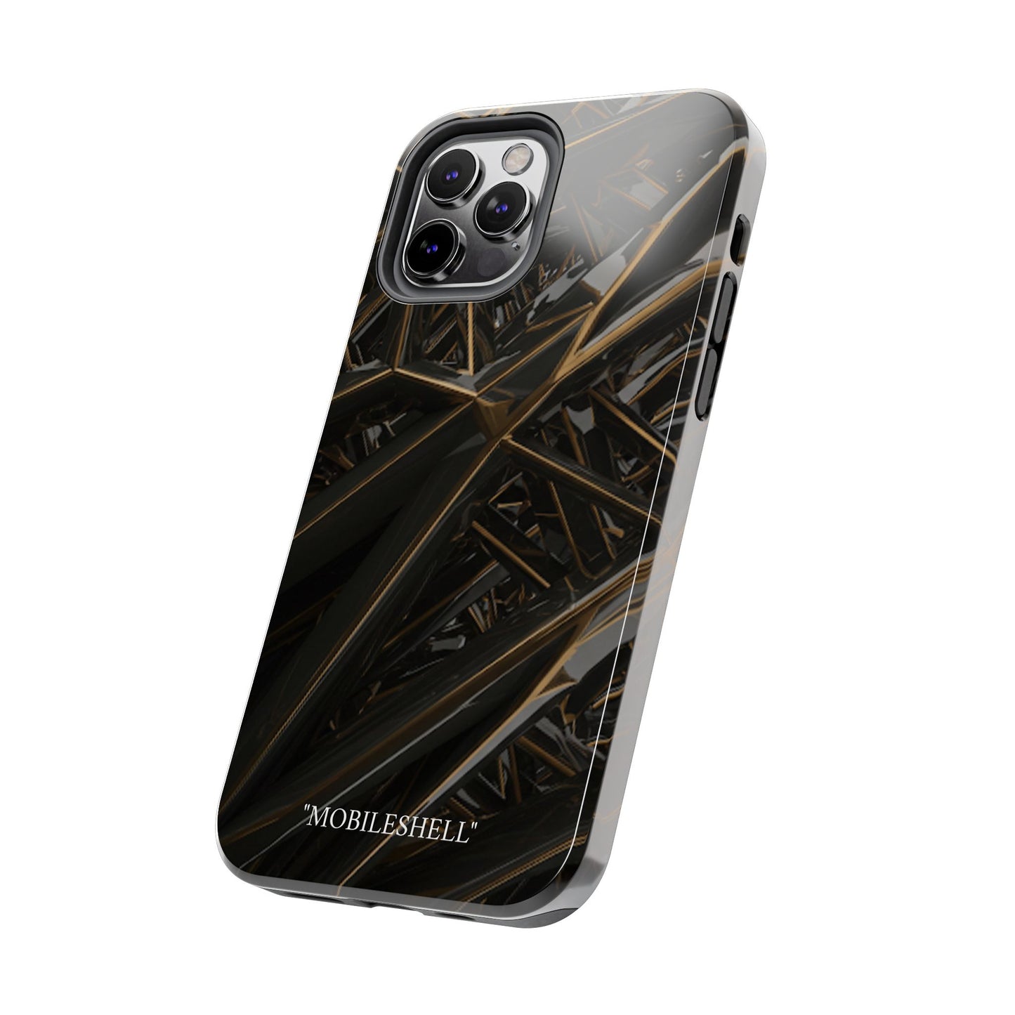 Abstract black gold pattern tough phone case