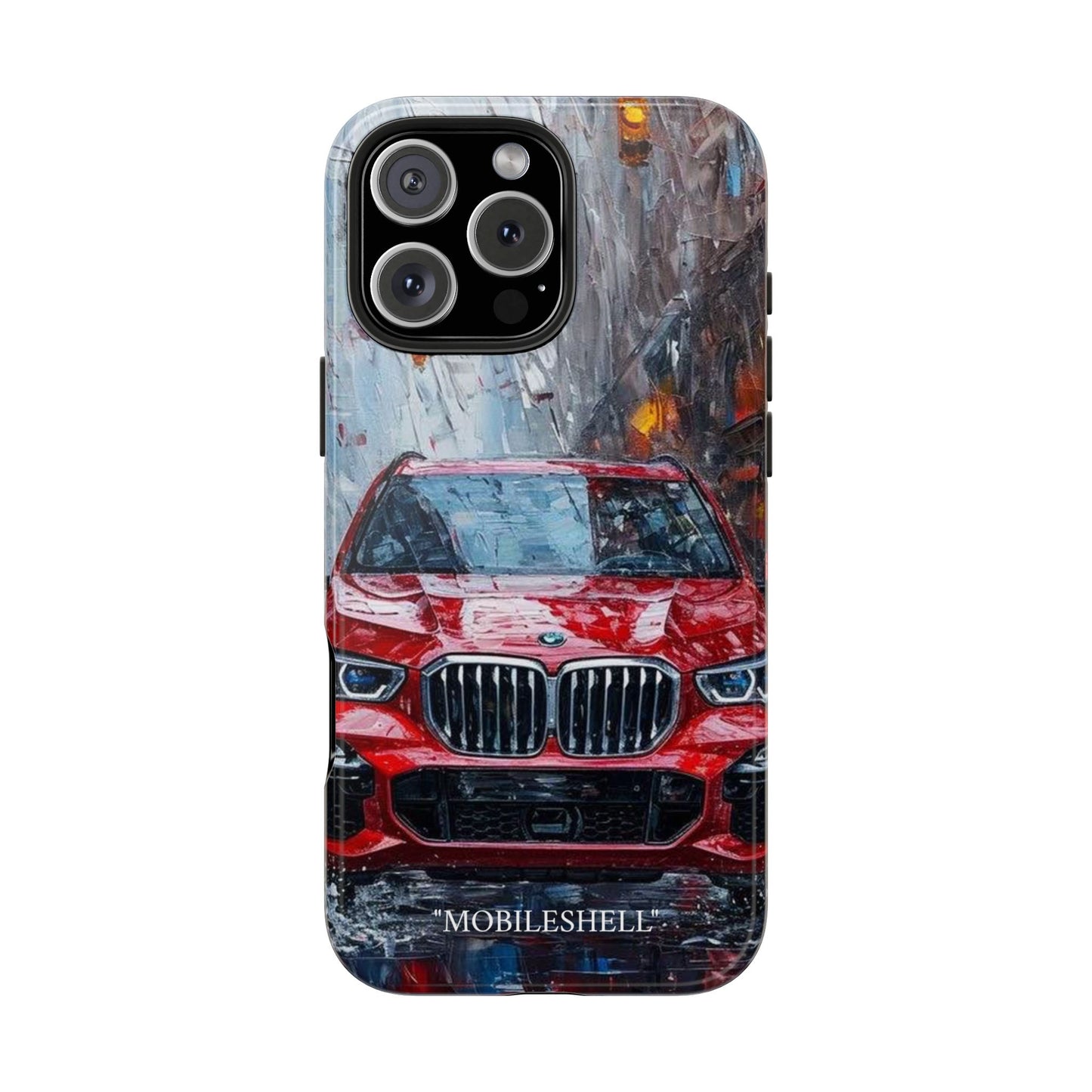 Red BMW pain art tough phone case