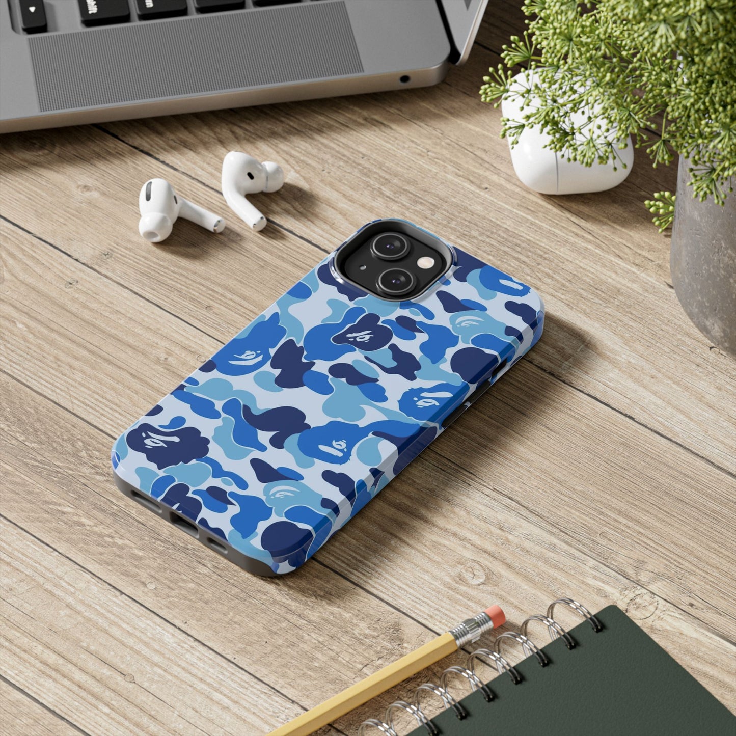 Blue Camouflage Tough Phone Case