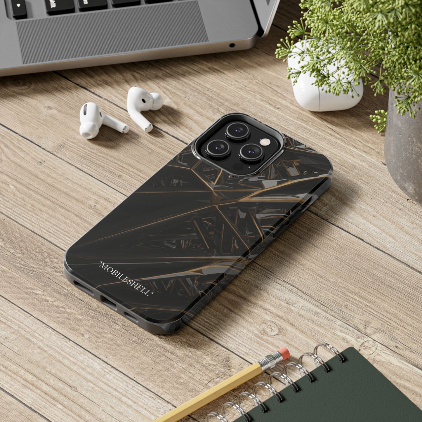 Abstract black gold pattern tough phone case