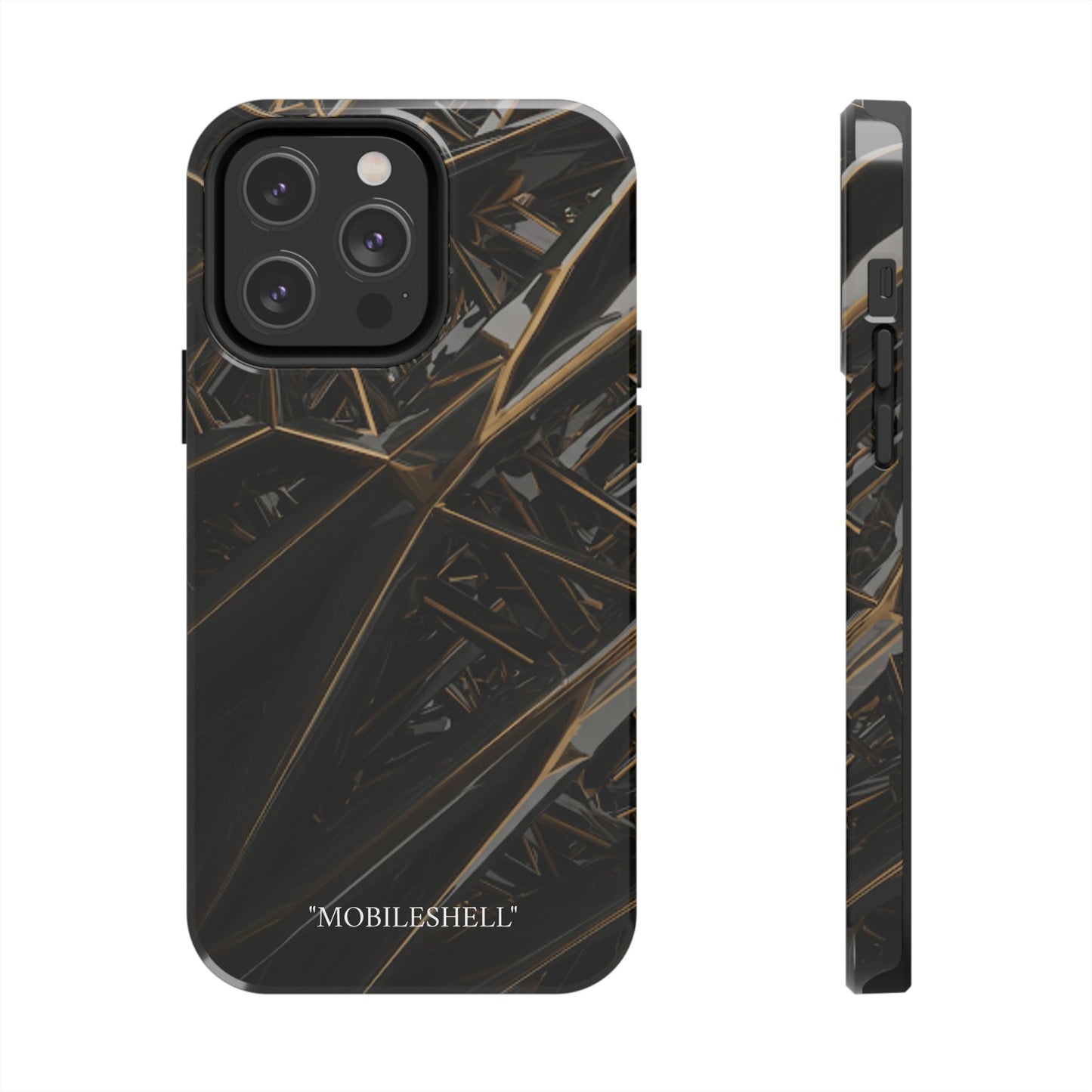 Abstract black gold pattern tough phone case