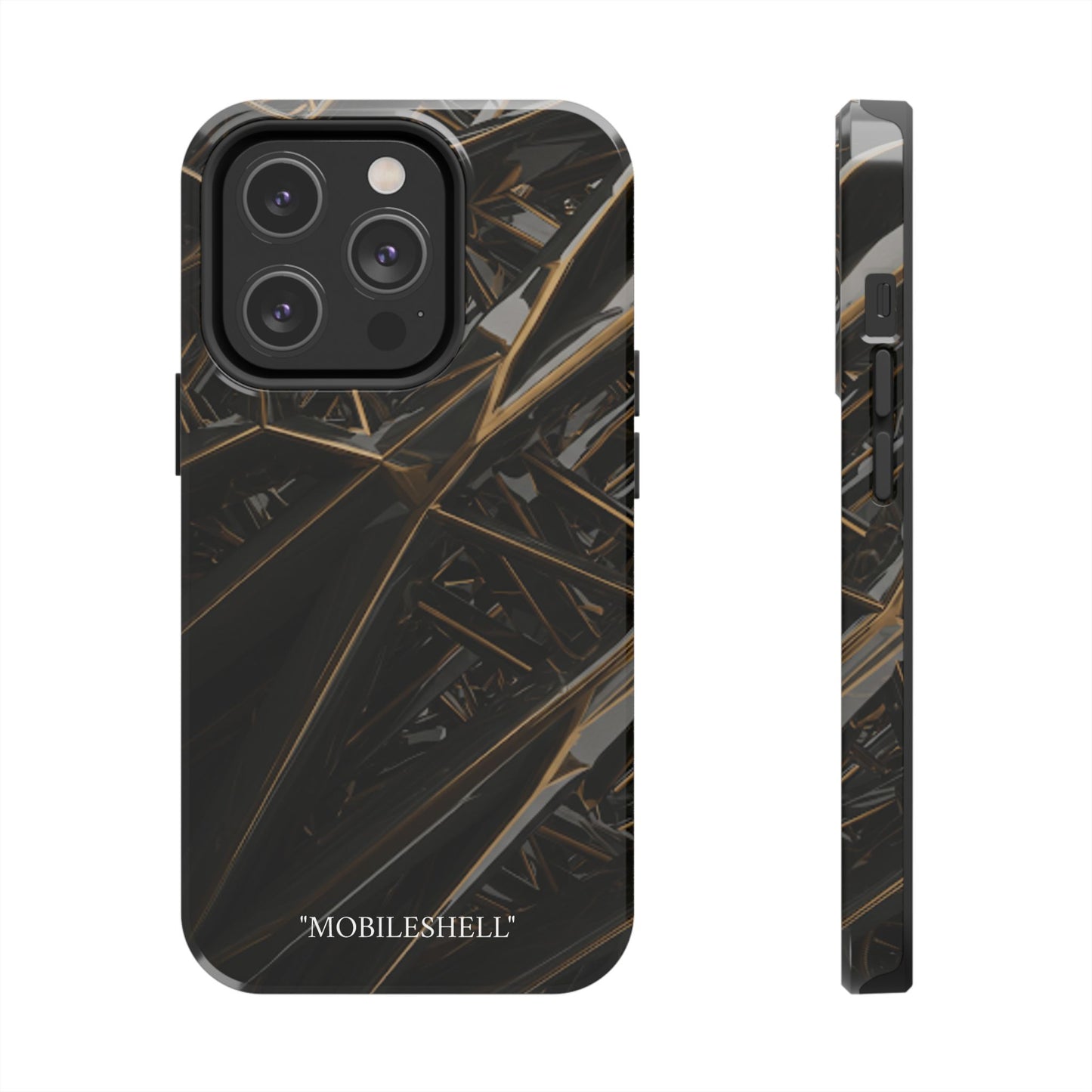 Abstract black gold pattern tough phone case