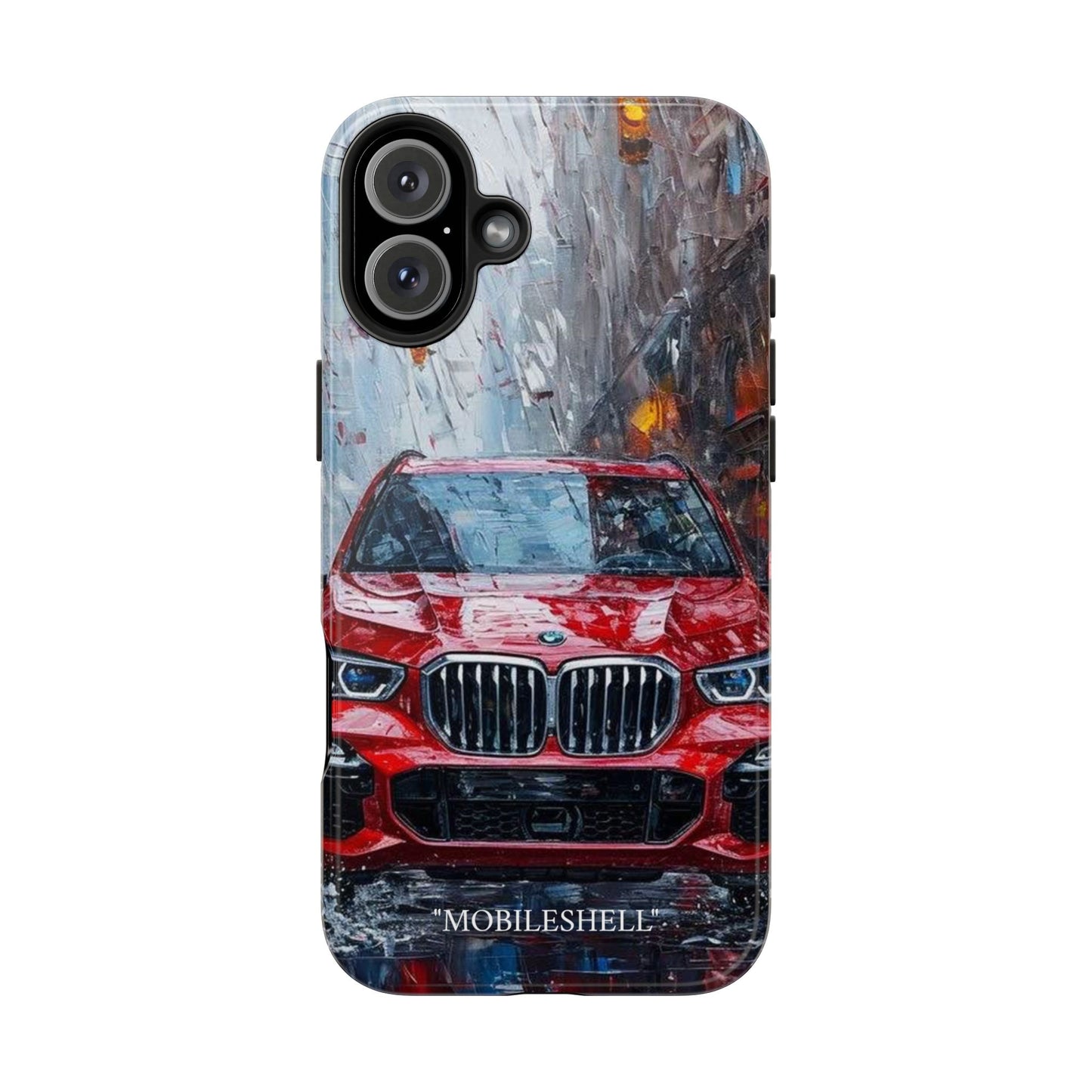 Red BMW pain art tough phone case