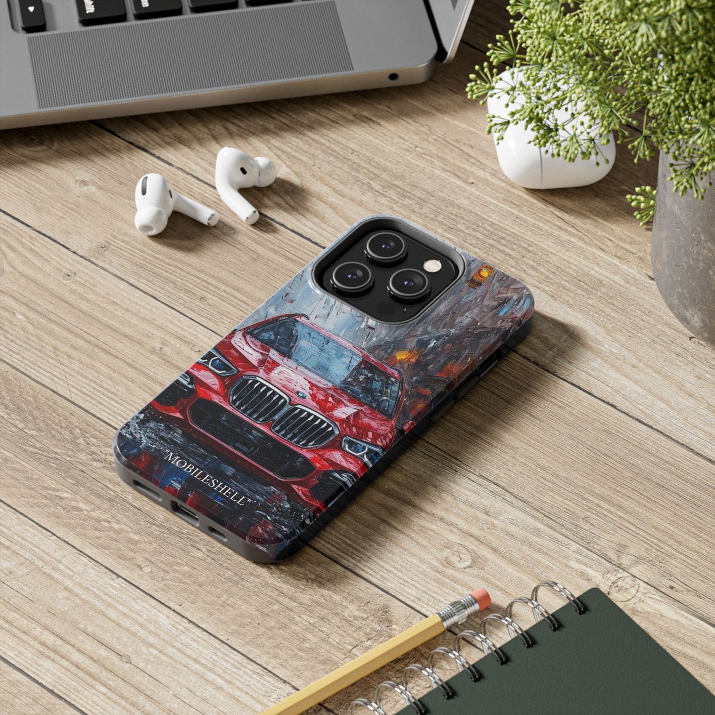 Red BMW pain art tough phone case