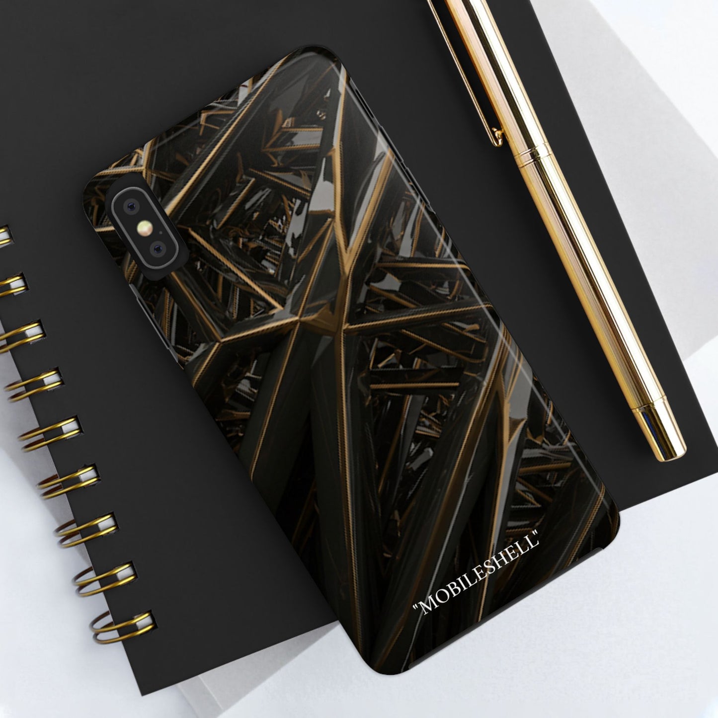 Abstract black gold pattern tough phone case