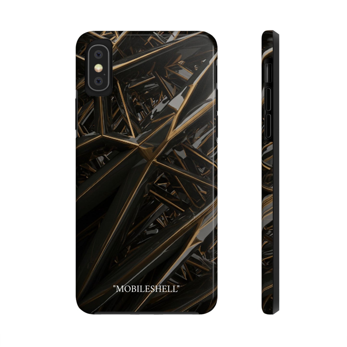 Abstract black gold pattern tough phone case