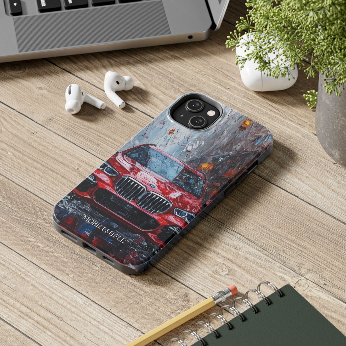 Red BMW pain art tough phone case