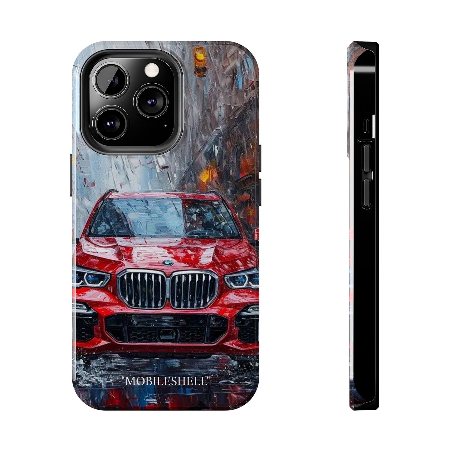 Red BMW pain art tough phone case