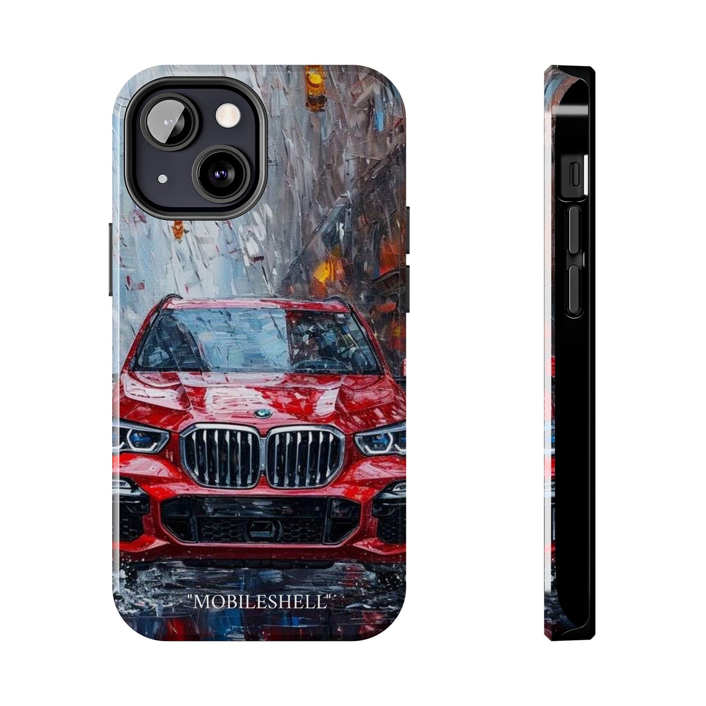 Red BMW pain art tough phone case