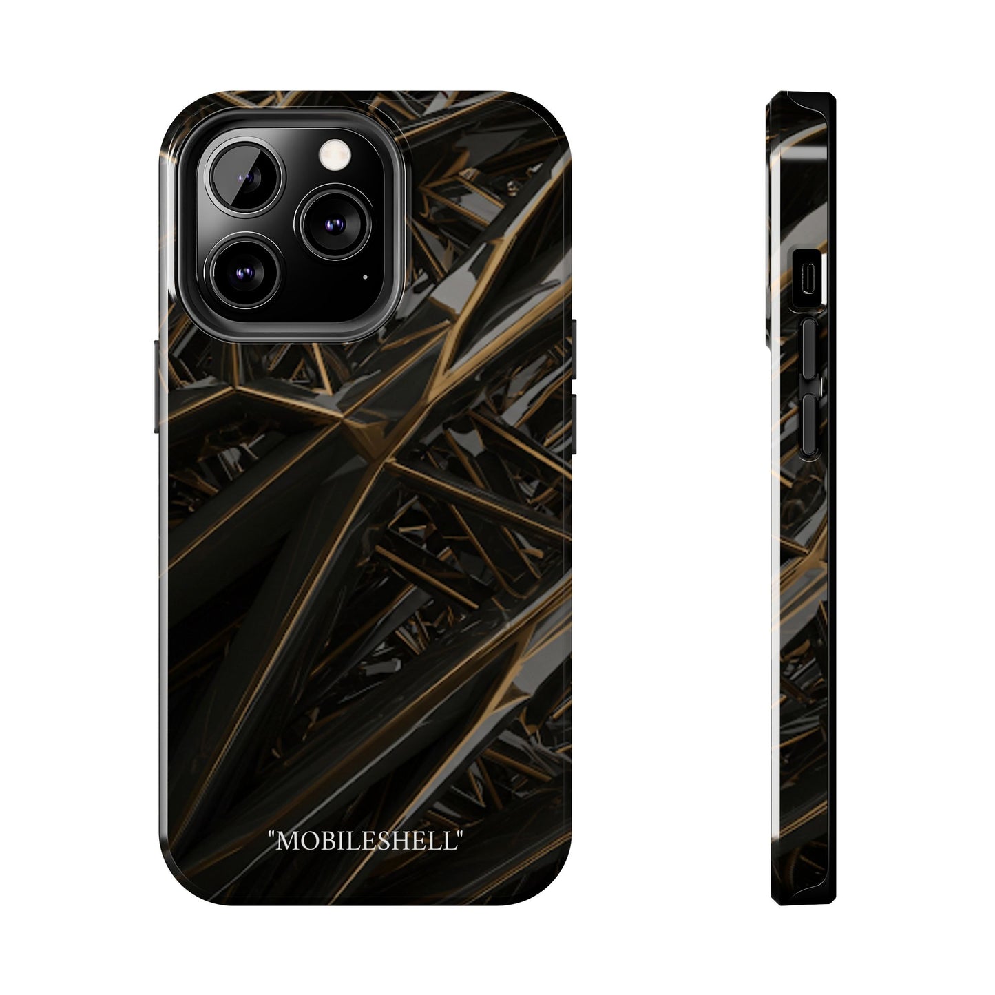 Abstract black gold pattern tough phone case