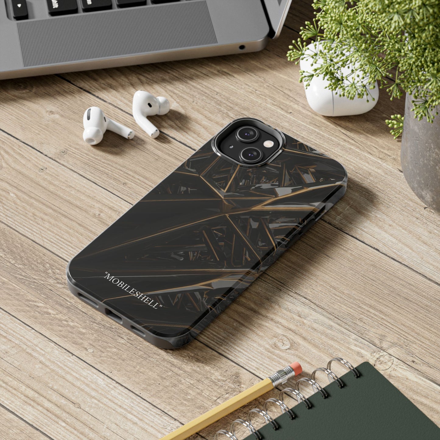 Abstract black gold pattern tough phone case