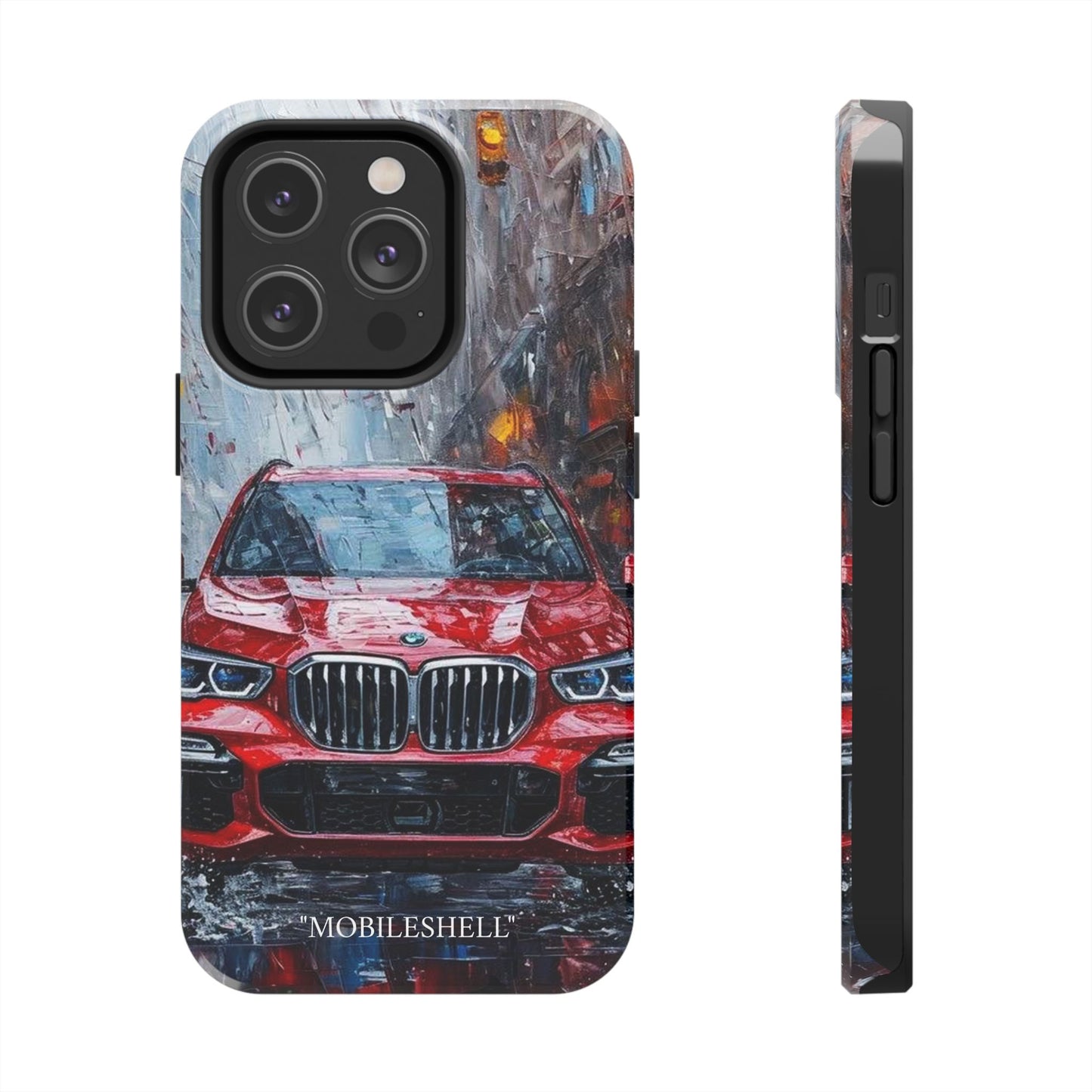 Red BMW pain art tough phone case